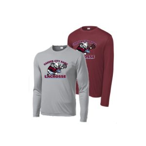 Garden City Rams Lacrosse LONG Sleeve Wicking Tee in Maroon or Grey