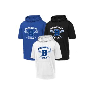 BYLA Lacrosse Wicking Performance Short Sleeve Hoody in Royal, White Or Black
