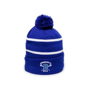 *NEW* BYLA Fleece LINED Pom Pom Hat in Royal with White Stripe