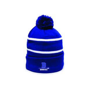 *NEW* BYLA Fleece LINED Pom Pom Hat in Royal with White Stripe