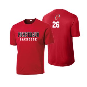 Pomperaug Youth Lacrosse BOYS & GIRLS Sublimated Team Shooting Shirt in Red