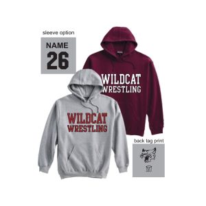Wildcats Wrestling Heavyweight Hoody in Black or Grey