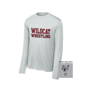 Wilcats Wrestling LONG Sleeve Wicking Tee in White