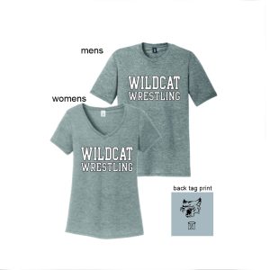 Wilcats Wrestling SHORT Sleeve Tri Blend Tee in Grey