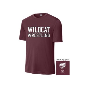 Wildcats Wrestling SHORT Sleeve Wicking Tee in Maroon