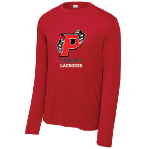 Pomperaug HS Lacrosse LONG Sleeve Shooting Shirt in Red