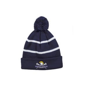 Weston Youth Lacrosse LINED Pom Pom Hat in Navy/White Stripe