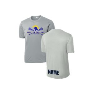 *NEW COLOR* Weston Youth Lacrosse SHORT Sleeve Shooting Shirt with PLAYER NAME in Grey