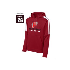Pomperaug Lacrosse Moisture Wicking Hoody Sweatshirt in Red/White