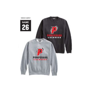 Pomperaug Lacrosse Heavyweight Crew Neck Sweatshirt in Black or Grey