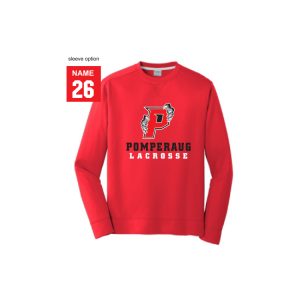 Pomperaug Lacrosse Heavyweight Crew Neck Sweatshirt in Red