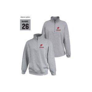 Pomperaug Lacrosse 1/4 Zip Heavyweight Fleece Pullover in Grey