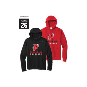Pomperaug Lacrosse NIKE Team Fleece Hoody in Black or Red