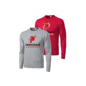Pomperaug Lacrosse LONG Sleeve Shooting Shirt in Grey or Red
