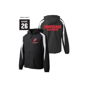 Pomperaug Lacrosse LINED Full Zip Team Jacket in Black/White