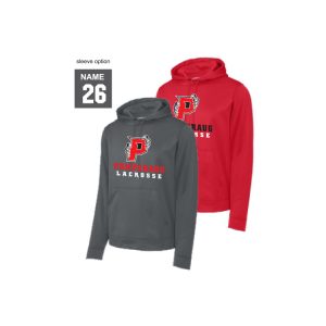 Pomperaug Lacrosse Moisture Wicking Hoody in Black or Red