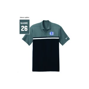 *NEW*Bronxville Lacrosse NIKE Dri Fit Victory Colorblock Polo Shirt in Navy/Grey/White Stripe
