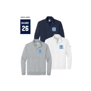*NEW* Bronxville Lacrosse NIKE UNISEX Club Fleece 1/2 Zip Hoody in White or Navy or Grey
