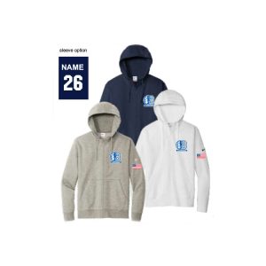 *NEW* Bronxville Lacrosse NIKE UNISEX Club Fleece Full Zip Hoody in White or Navy or Grey