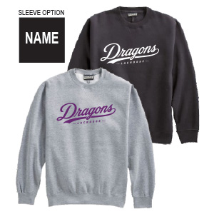 **NEW Logo**Dragons Lacrosse Heavyweight Crew Neck Sweatshirt in Black or Grey