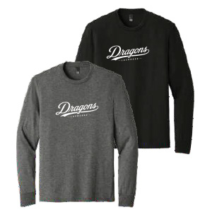 **NEW COLOR/LOGO** Dragons Lacrosse LONG Sleeve Tri Blend Tee in Black or Grey