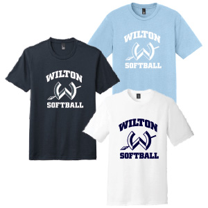Wilton Softball SHORT Sleeve Tri Blend Tee in Carolina or Navy or White