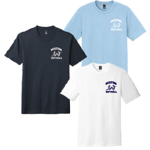 Wilton Softball SHORT Sleeve Tri Blend Tee in Carolina or Navy or White