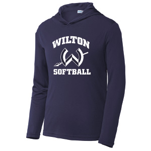 Wilton Softball ADULT & YOUTH Moisture Wicking LONG Sleeve HOODED Tee in Navy