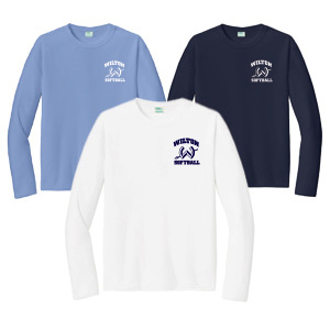 Wilton Softball LONG Sleeve Tri Blend Tee in Carolina Blue, Navy or White